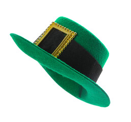 Green leprechaun hat isolated on white. Saint Patrick's Day accessory