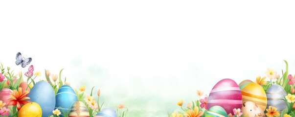 Fototapeta na wymiar Empty Easter banner on white background Generative Ai
