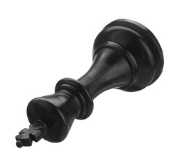 Black wooden chess king isolated on white