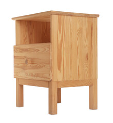 Stylish wooden bedside table isolated on white
