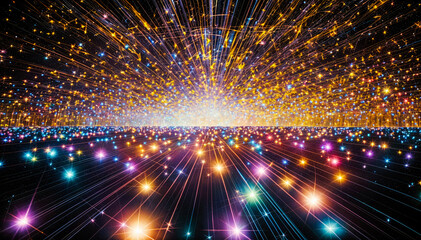A colorful and sparkling image of a tunnel made of stars - Powered by Adobe