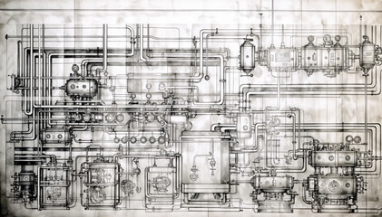 Electronic Mechanical Diagram blue print of background texture