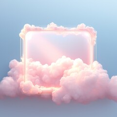 Frame made of glowing puffy clouds, transparent, translucent Generative Ai