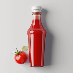 Red ketchup bottle mockup