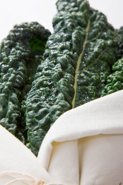 Cavolo Nero Leaves Wrapped in a Cloth
