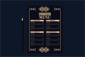 luxury Food Menu Design template Layout for restaurant - obrazy, fototapety, plakaty