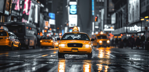 Fototapeta na wymiar new york cabs on the street at night