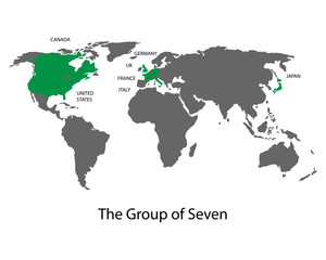 Fototapeta na wymiar World map vector- the group of seven