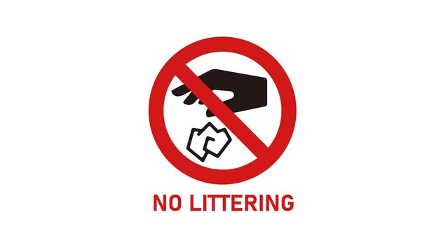 4K animation of NO LITTERING sign ( mov, transparent background )