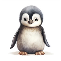 Fototapeta premium Small baby penguine on white background