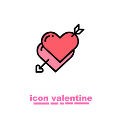Arrow and love, simple valentine icon