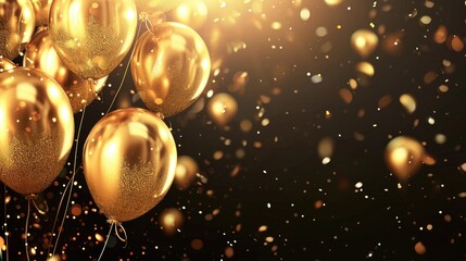 A vector decorative light celebration background adorned with gold balloons, offering ample space for text, Ai Generated.