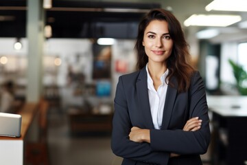 Smiling Female Business Leader With Arms Crossed