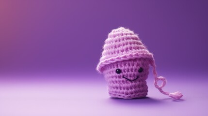 A Picture of a Crocheted Cute Mushroom, Ai Generated - obrazy, fototapety, plakaty