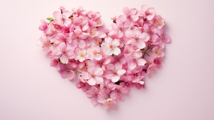Obraz premium Heart made of pink flowers, Ai Generated