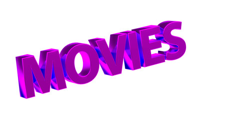 Movies, Filme, Kino, Video, Trailer, Unterhaltung, Streaming - pink violette plakative 3D-Schrift, Freisteller, Rendering
