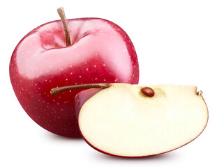 Fresh organic apple with leaves isolated