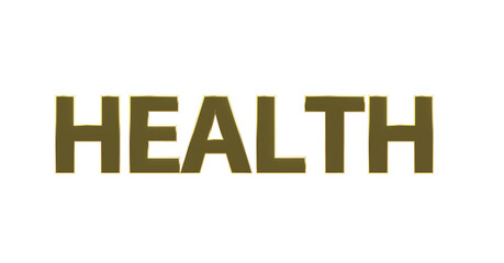HEALTH - Gesundheit - goldene plakative 3D-Schrift, Sport, Wellness, Medikamente, Stress, Fitness, Freisteller, Rendering