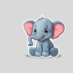Cute baby elephant sticker vector illustration