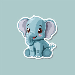 Fototapeta premium Cute baby elephant sticker vector illustration