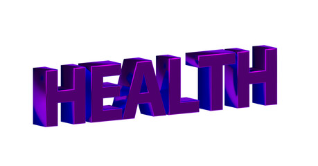 Fototapeta premium HEALTH - Gesundheit - violette plakative 3D-Schrift, Sport, Wellness, Medikamente, Stress, Fitness, Freisteller, Rendering 