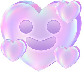 Love Valentine's day  hologram color . Heart Emoji Icons Design for background Valentine's day wallpaper wedding illustration gift box or Banner artwork for website png