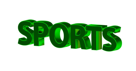 Sports - gr&uuml;ne plakative 3D-Schrift, Sport, Training, Fitness, Ausdauer, Freizeit, Fu&szlig;ball, Basketball, Laufen, Tennis, Schwimmen, Joggen, Yoga, Bodybuilding,  Radsport, Freisteller
