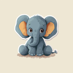 Cute baby elephant sticker vector illustration