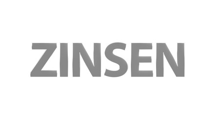 Zinsen - silberne plakative 3D-Schrift, Finanzen, Sparen, Bankkonto, Bank, Guthaben, Gewinn, Rendering, gerendert, Freisteller, Alphakanal
