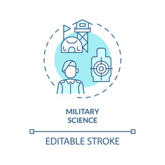 2D editable blue military science icon, monochromatic isolated vector, thin line illustration representing extracurricular activities.