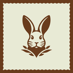 Easter rabbit silhouette logo style illustration