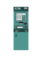 ATM machine isolated on white background. Cash machine. Banking technology. 