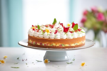 festive raspberry cheesecake decorated with whipped cream
