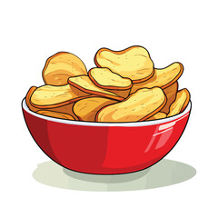 vector potato chips in a bowl