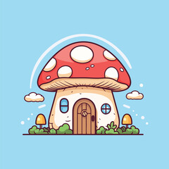 illustration mushroom house in the forest