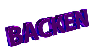 Backen - violette plakative 3D-Schrift, Kuchen, Gebäck, Schrift, Weihnachten, Plätzchen, Rendering, gerendert, Freisteller