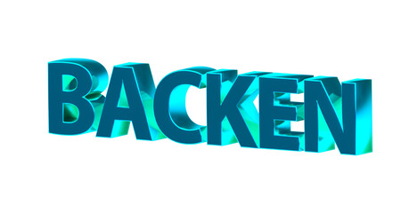 Backen - hellblaue plakative 3D-Schrift, Kuchen, Gebäck, Schrift, Weihnachten, Plätzchen, Rendering, gerendert, Freisteller