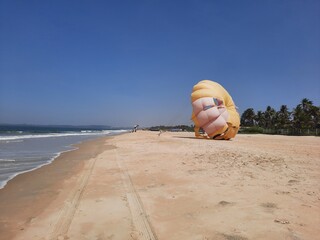 paragliding on the Goa beach. goa beach.
