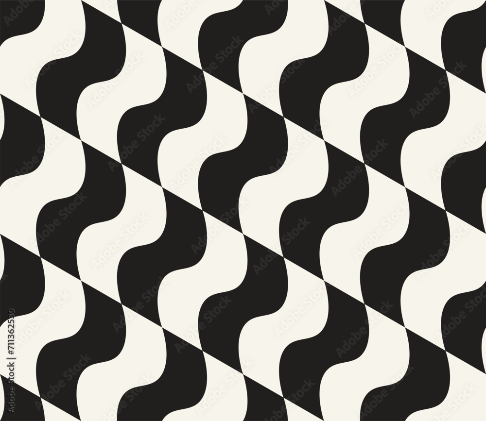 Wall mural vector seamless pattern. repeating geometric elements. stylish monochrome background design.