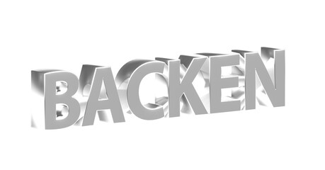 Backen - silberne plakative 3D-Schrift, Kuchen, Gebäck, Schrift, Weihnachten, Plätzchen, Rendering, gerendert, Freisteller