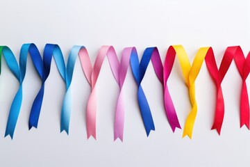 World cancer day colorful awareness ribbons