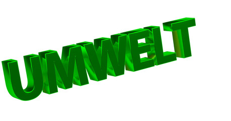 Umwelt - gr&uuml;ne plakative 3D-Schrift, Klimawandel, Recycling, Nachhaltigkeit, Natur, Naturschutz, Umweltverschmutzung, Greenwashing, Abfall, Renderin, Freisteller
