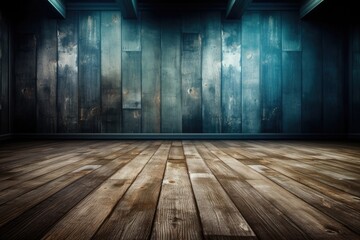 empty interior of modern concrete room and brick wall. empty wooden floor and concrete wall background