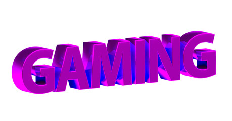 Gaming - pinke plakative 3D-Schrift, Computerspiele, 3D-Schrift, plakativ, Rendering, gerendert, Freisteller, Alphakanal
