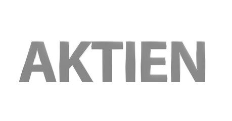 Aktien - silberne plakative 3D-Schrift, Business, Kaptal, Aktienhandel, Wertpapiere, Börse, Finanzmarkt, spekulieren, Gewinne, Investition
