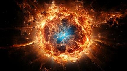 Fototapeta premium Fiery Cosmic Explosion in Space, Abstract Energy Concept