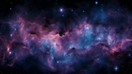 Majestic Purple Nebula with Stars, Cosmic Galaxy Space Background