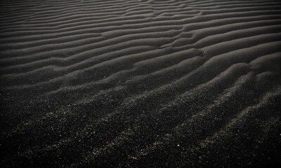 Abstract Black Sand Ripples Texture at Dusk