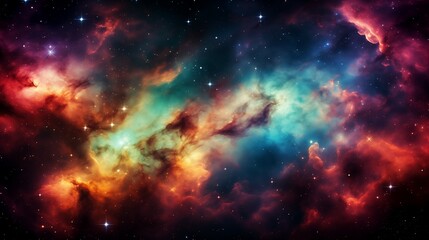 Fototapeta na wymiar Vibrant Cosmic Nebula with Stars, Colorful Space Background