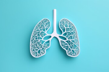 paper decorative lungs on light blue background. World tuberculosis day. Top view, flat lay